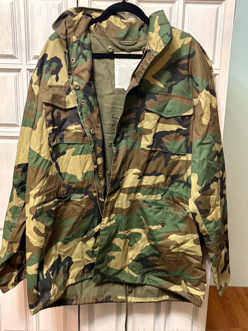 Military Style Field Coat Woodland Camouflage Size XL Regular